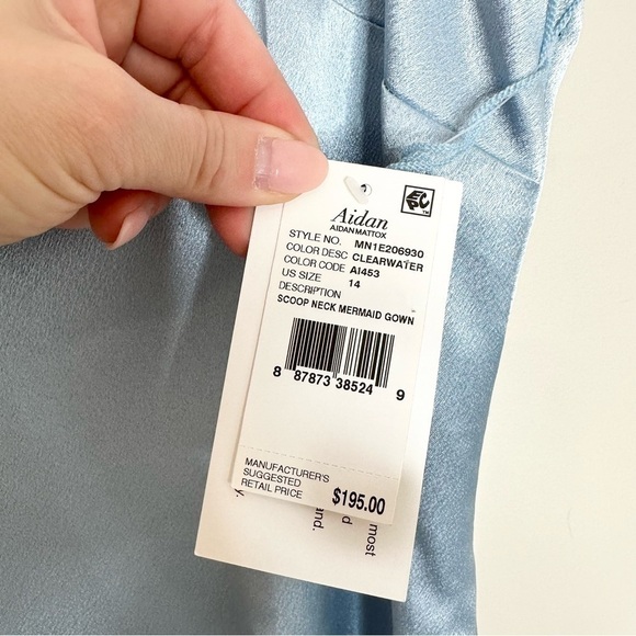 NWT Aiden Maddox Size 14 Clearwater Satin Mermaid Evening Dress - Picture 7 of 7